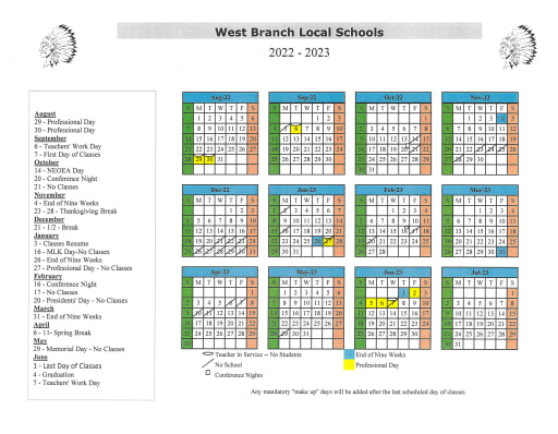 2023 -2024 Academic Calendar - West Branch Local School District 2023 -2024 Academic Calendar - West Branch Local School District