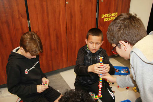 Walnut Springs Elementary School Students building in Lego Club