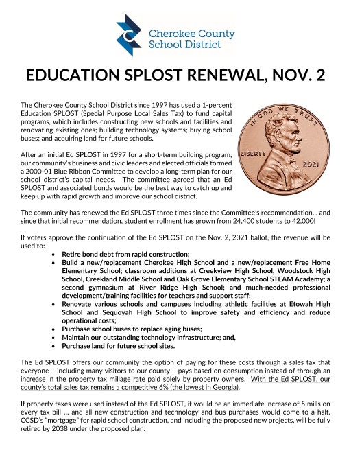 Facts About the Nov. 2 Education SPLOST Renewal | Post Detail