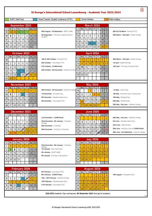 Term Dates - St. George's International School
