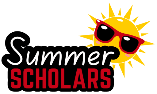 summer school logo with sun and sunglasses