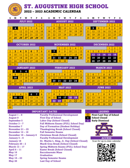 calendar-st-augustine-high-school