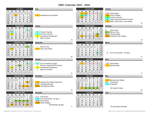 Calendar - Oxnard Middle College High School