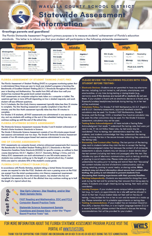 Testing Info - Riversprings Middle School