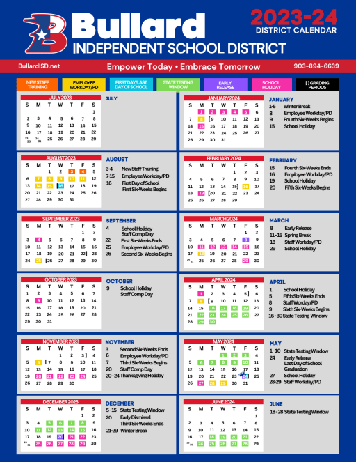 Academic Calendar - Bullard Independent School District