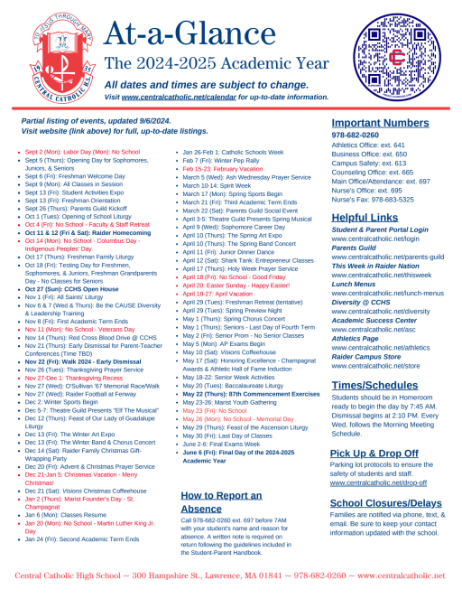 Academic Year Calendar: 2022-2023 - Central Catholic High School
