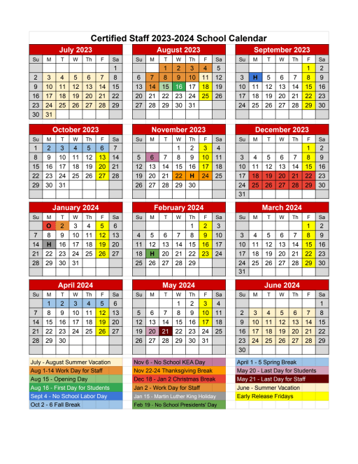 2023-2024 Staff Calendars - Taylor County School District