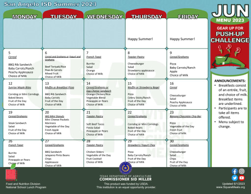 Summer Food Service Program (SFSP) - San Angelo Independent School District
