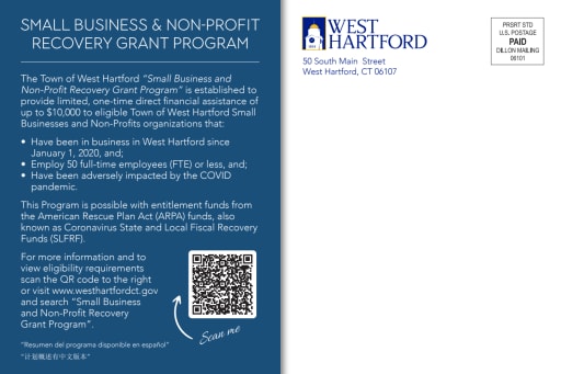 Small Business & Non-Profit Recovery Grant Program - Town of West Hartford
