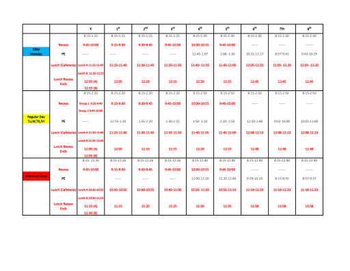 Bell Schedule - George Middle School