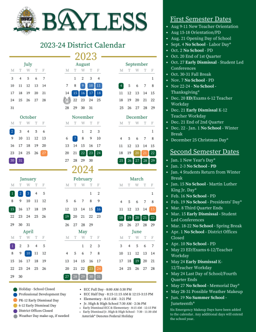 Academic Calendar - Bayless School District