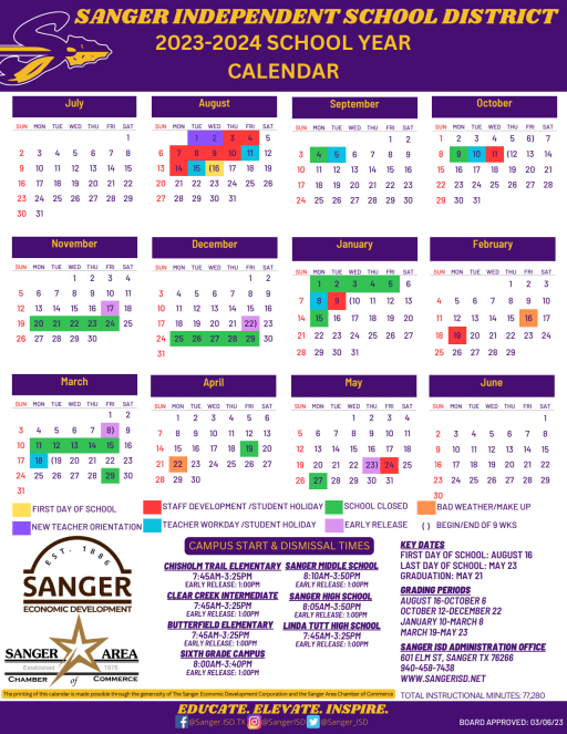 Official School Calendar - Clear Creek Intermediate