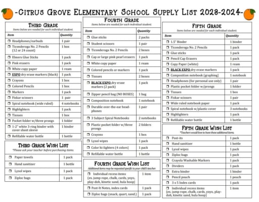 School Supply List  Southview Preschool Center