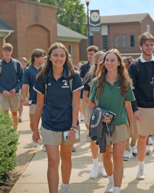 Students walking to class outside