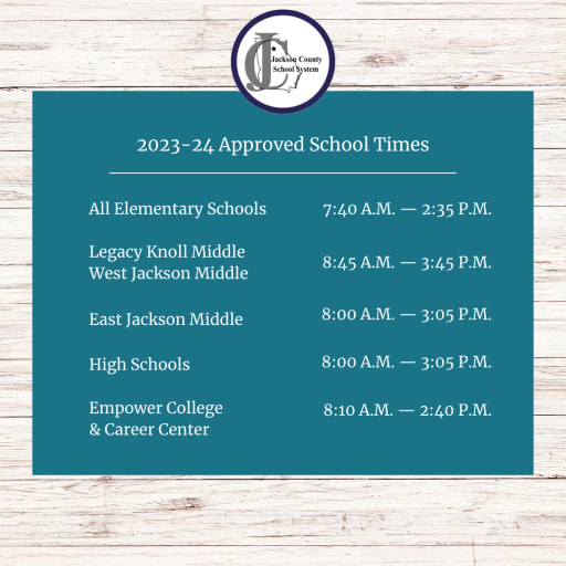 School Start & End Times - Jackson County School District