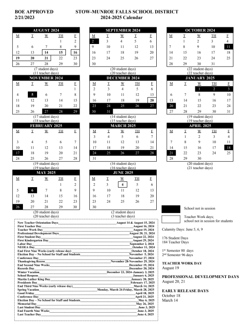 Cuyahoga Falls High School Calendar Vacation 2025-2026