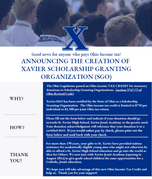 Xavier Scholarship Granting Organization - St. Xavier High School