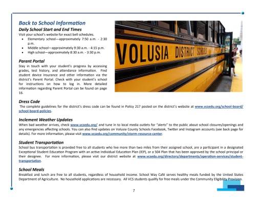 Parent Guide and School Calendar 2023-2024 - Volusia County Schools