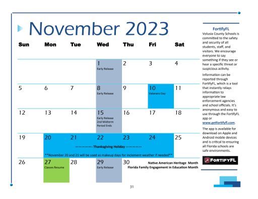 Parent Guide and School Calendar 2023-2024 - Volusia County Schools