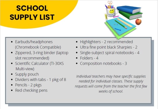 23-24 School Supply List / Welcome