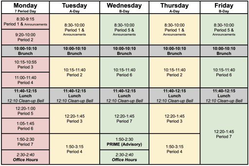 Daily Schedule - JLS Middle School