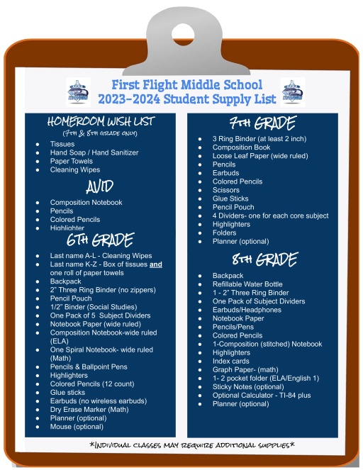 9th Grade 22-23 School Supply List
