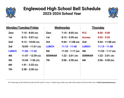 Bell Schedule - Englewood High School Bell Schedule - Englewood High School
