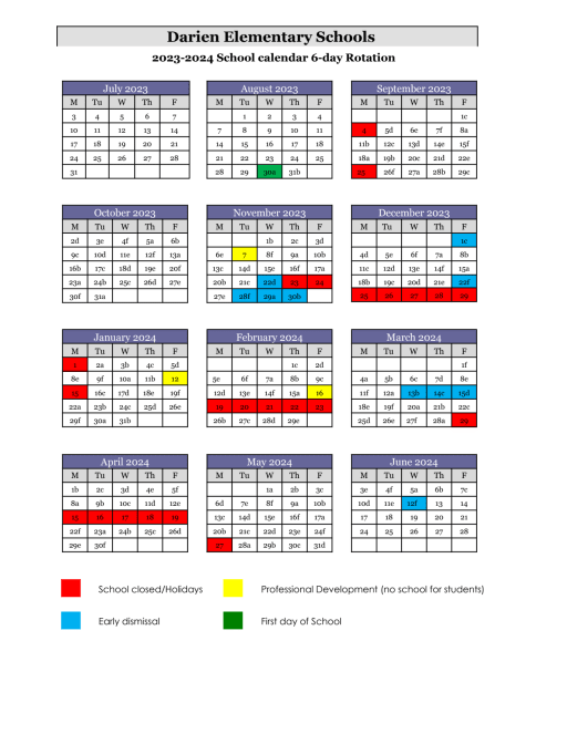 6 Day Rotation Calendar - Ox Ridge Elementary School