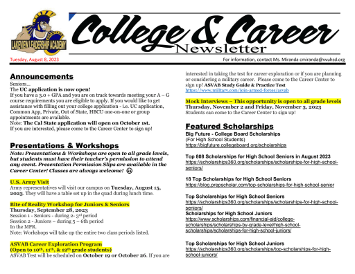 College Forms and News - Lakeview Leadership Academy