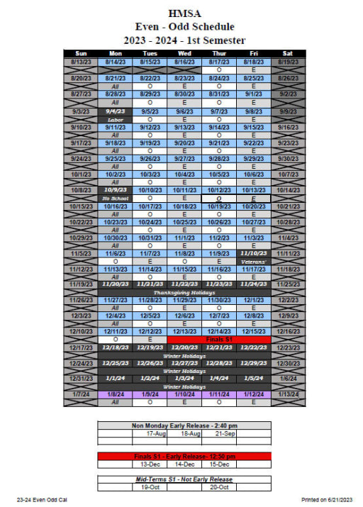 Even-Odd Schedule - Hawthorne Math and Science Academy
