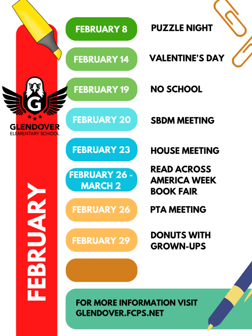Upcoming Events - Glendover Elementary