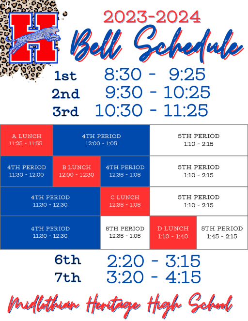 Bell Schedule - Midlothian Heritage High School
