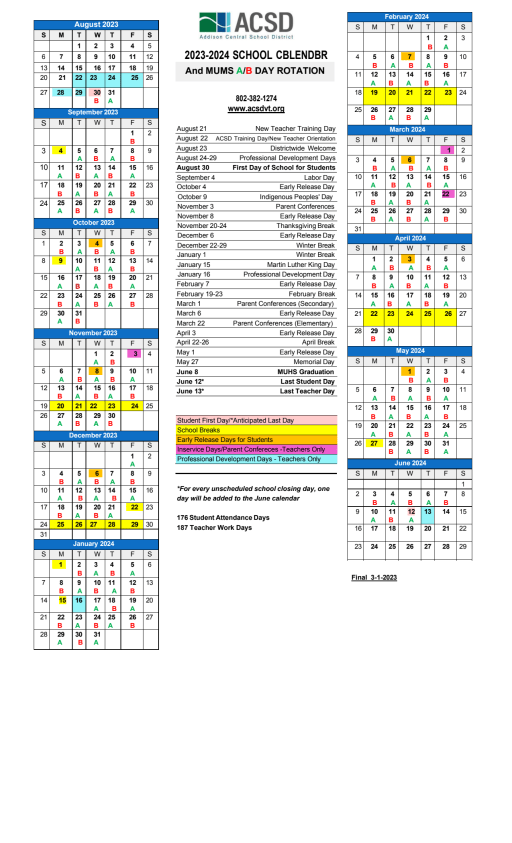 Midleebury 2025 Calendar
