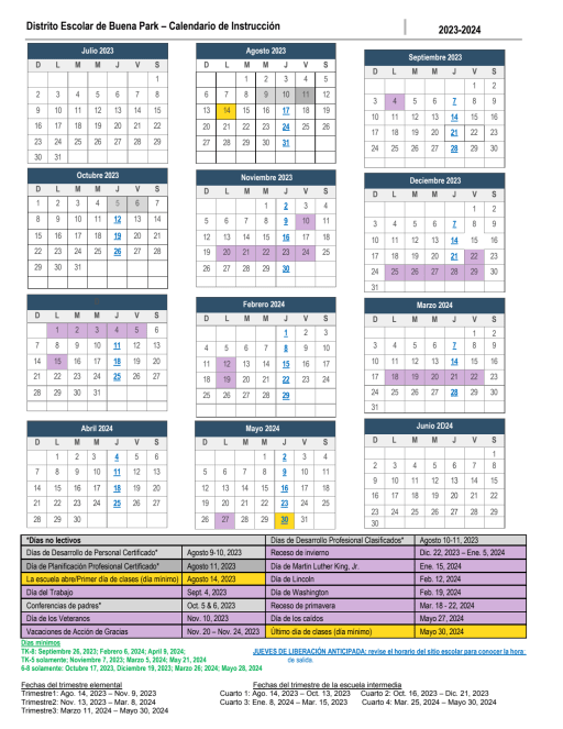 Buena Park School District School Calendar 2024 2025 Cordi Dolores
