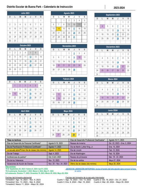 Buena Park School District School Calendar 2025 2025 Cordi Dolores