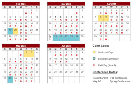 Daily A-F Calendar - Bethany Elementary