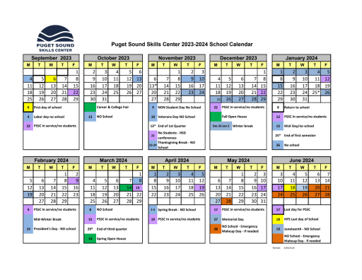 PSSC Calendar - Puget Sound Skills Center
