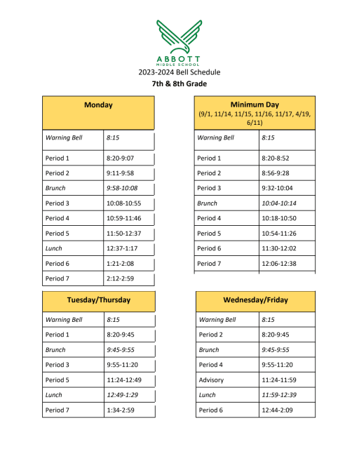 Bell Schedule - George Middle School