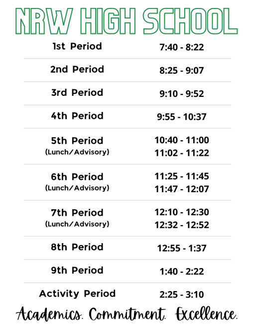 Bell Schedules North High School