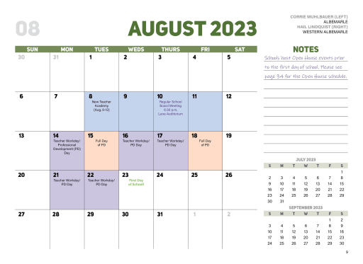Annual 13-Month Calendar - Albemarle County School District