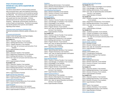 Chain of Communication - Darien Public Schools