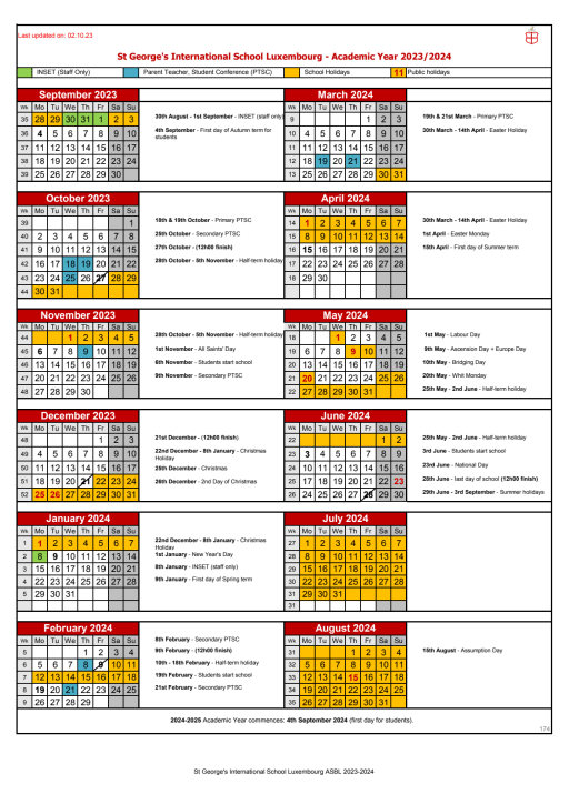 Term Dates - St. George's International School