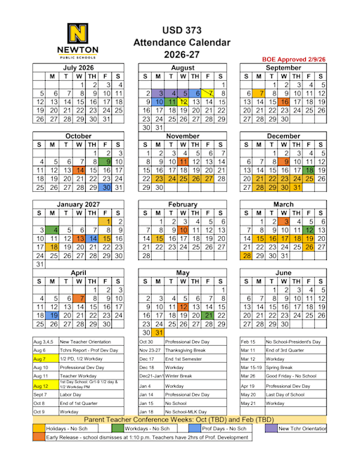 Calendars - Newton Unified School District 373