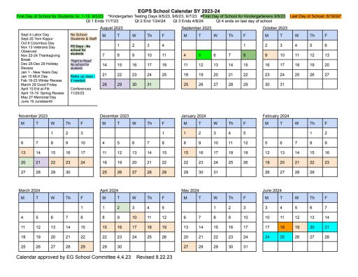 District Calendar - East Greenwich School District