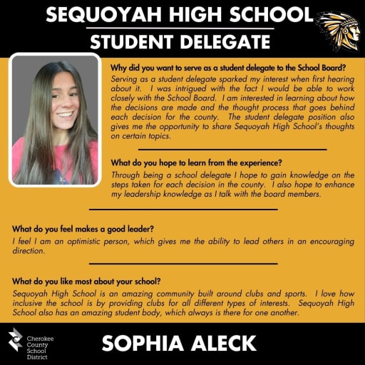 Meet a 2023-24 Student Delegate: Sophia Aleck of Sequoyah High School!