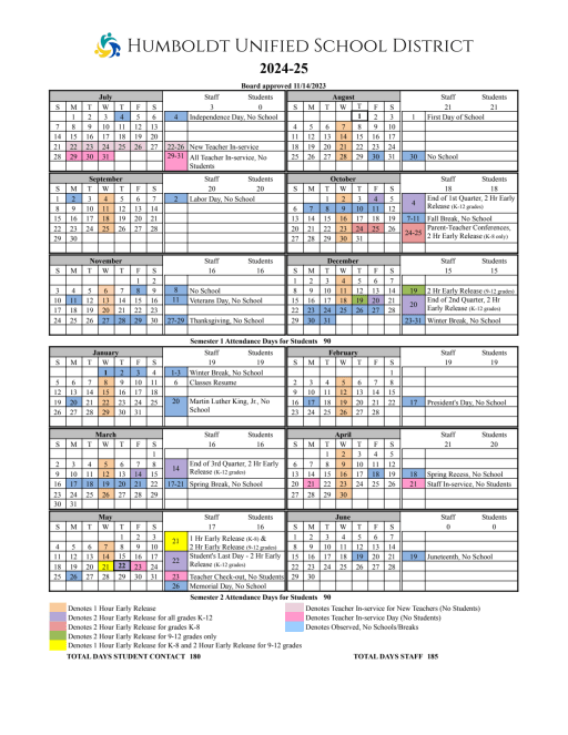 School Calendars - Humboldt Unified School District