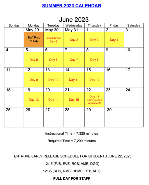 Summer School Calendar - Roma Independent School District