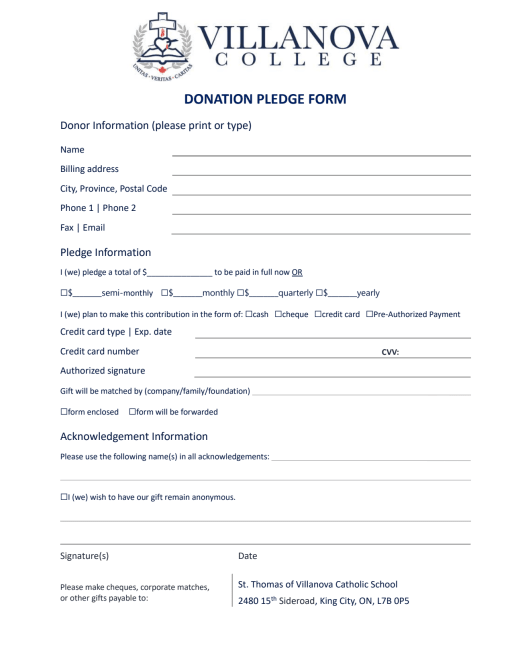 Pledge Form Pledge Form