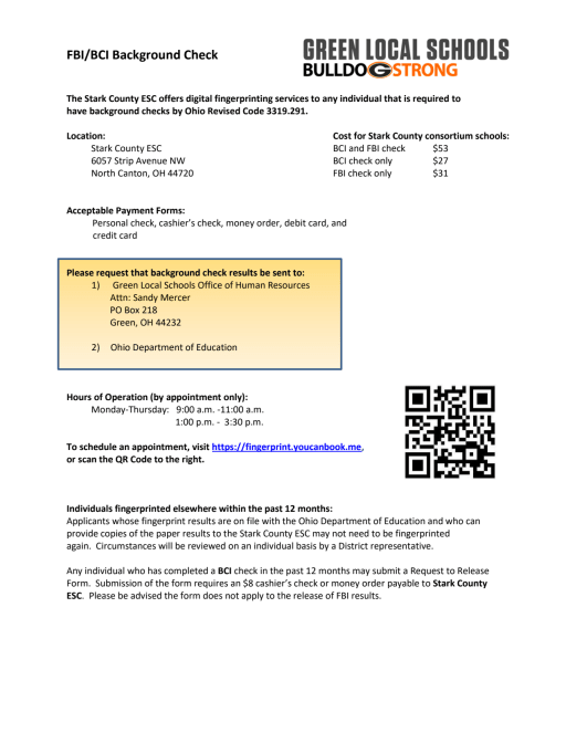Background Checks - Green Local Schools