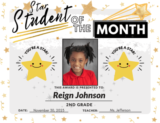 Star Student Award Star Of The Week Printables | Customize With Your